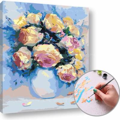 Maľovanie podľa čísel ROSES IN THE PASSION | nízka náročnosť - 50x60 cm - natiahnuté plátno na ráme