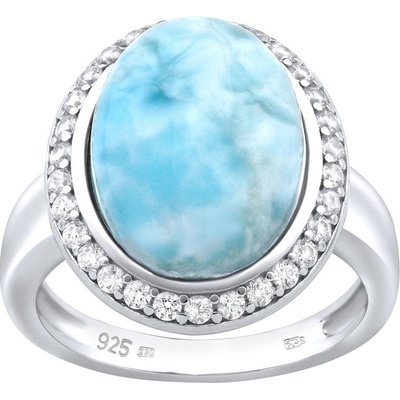 SILVEGO stříbrný prsten s přírodním Larimarem JSTLR14941