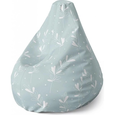Sablio Sedací vak Pear Bílé lístky Sablio 70 x 95 x 15 cm