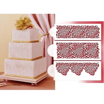 Sada geometrických šablon - Stencil Camilla Rose Cake set - 3 vzory - Designer Stencils