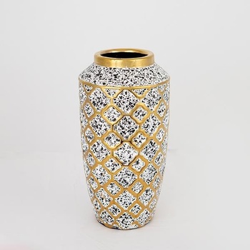 Eurolamp Керамична ваза 25x13 см бял/златист/черен (EU0501)
