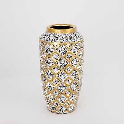 Eurolamp Керамична ваза 25x13 см бял/златист/черен (EU0501)