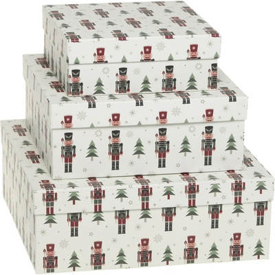 Chic Antique Dárková krabice Nutcrackers White – set 3 ks, bílá barva, papír