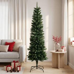 vidaXL Artificial Slim Christmas Tree 150 см PE и PVC Зелено (42052638)