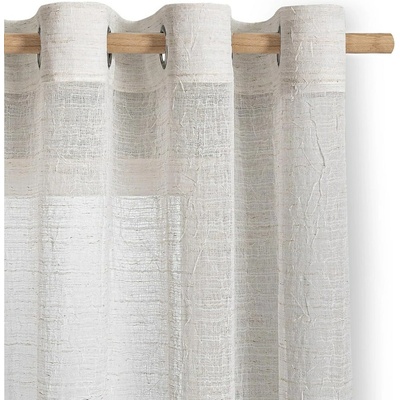RESTILO závěs DRIMAR barva béžová moderní styl stříbrné kroužky materiál len, mikrovlákno 140x270
