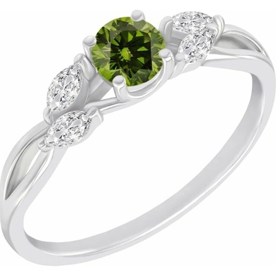 Eppi Zásnubní prsten se zeleným diamantem a marquise lab grown diamanty Halym R46799