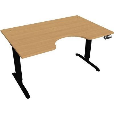 Hobis Office Pro psací stůl Motion MS ERGO 2 Šířka: 140 cm, Barva desky: buk, Barva kovu: černá RAL 9005 Šířka 120-180 cm / 27 barevných variant