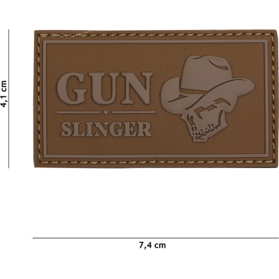 Gumová nášivka 101 Inc nápis Gun Slinger Cowboy - coyote