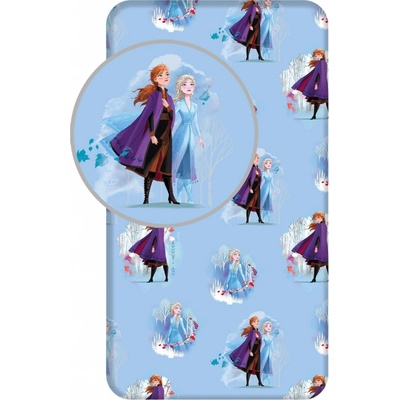 Jerry Fabrics bavlna napínacie plachta Frozen 2 Blue Leaves 90x200x25