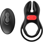 SuperLove Vibrating Dual Cock Ring with Remote Black