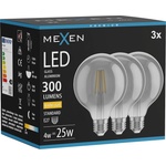 Mexen Vintis 3x LED филаментна крушка E27, G95, 4W, Топла - 2700K, 300 lm, димна - L157-E27-0427-70x03 (L157-E27-0427-70x03)