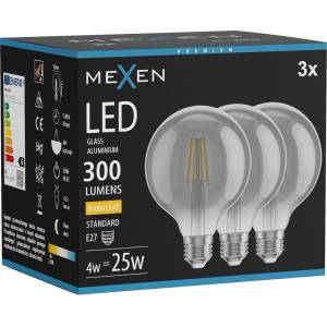 Mexen Vintis 3x LED филаментна крушка E27, G95, 4W, Топла - 2700K, 300 lm, димна - L157-E27-0427-70x03 (L157-E27-0427-70x03)