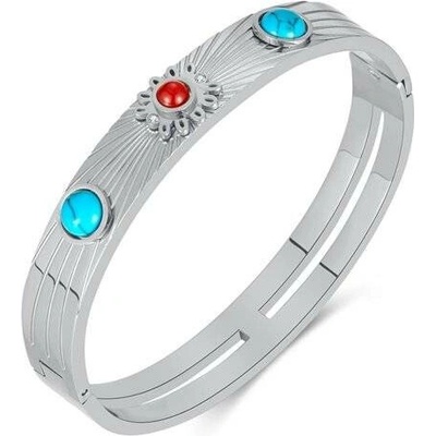 Titan Jewerly dámský pevný náramek s kamínky Tudi stříbrný GH1081