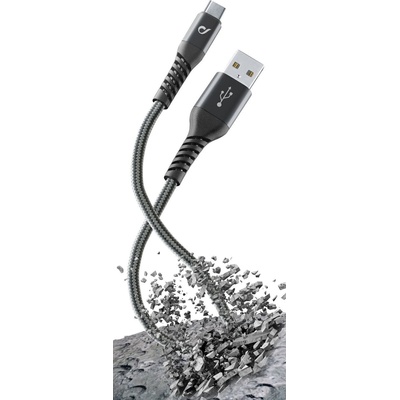 Cellularline Кабел Cellularline - Tetra Force, USB-A/USB-C, 1.2 m, черен (4822)