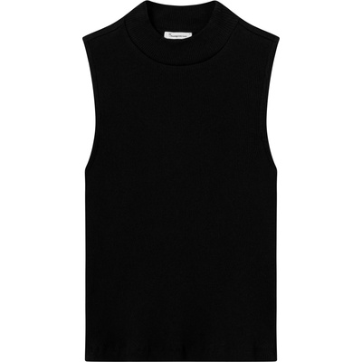KnowledgeCotton Apparel Дамски топ KnowledgeCotton Apparel Women's High Neck Rib Top - Black Jet (916-6670-0113)