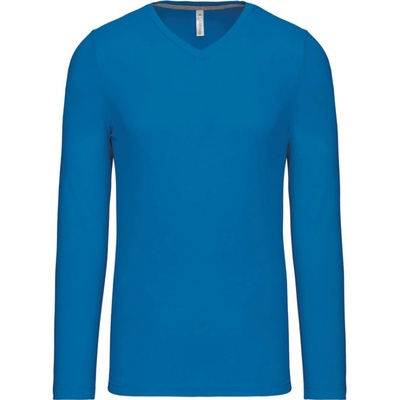 Kariban VINTAGE V-NECK K358 pánské tričko s dlouhým rukávem tropical blue