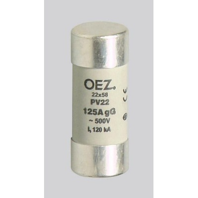 OEZ OEZ:06753 Pojistková vložka PV22 63A aM Un 500 V a.c./250 V d.c., velikost 22×58, aM - charakteristika motorová pouze proti