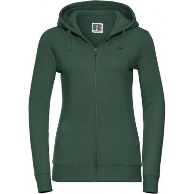Green women's Hoodie with Authentic Russell zipper zelená