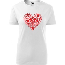 Handel Dámske tričko Ľudový motív srdce biela