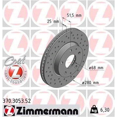 Brzdový kotúč (cena za 1ks) ZIMMERMANN 370.3053.52