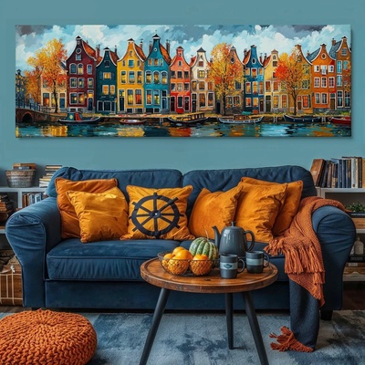 Obraz na plátně - Rotterdamskými kanály FeelHappy.cz Rozměr (Šířka/Výška): 120 x 40 cm