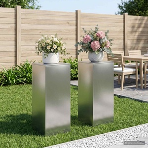 vidaXL Стойка за растения 2 pcs Сребристо 40 x 40 x 100 cm (8012569)