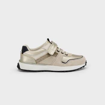 Mayoral Спортни маратонки за мини момиче в бежово с естествена кожа и велкро- лепенка Майорал