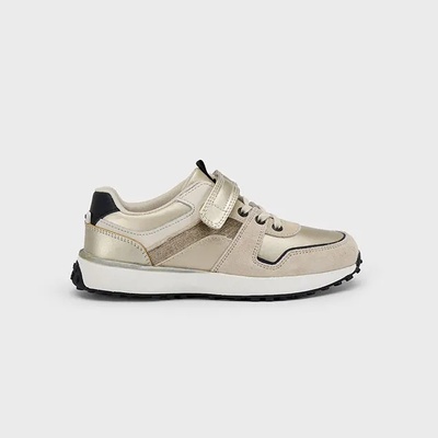 Mayoral Спортни маратонки за мини момиче в бежово с естествена кожа и велкро- лепенка Майорал