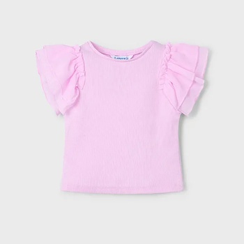 MAYORAL Тениска къс ръкав комбинирана рипс в лилав цвят за мини момиче Майорал