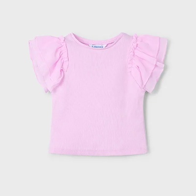 MAYORAL Тениска къс ръкав комбинирана рипс в лилав цвят за мини момиче Майорал