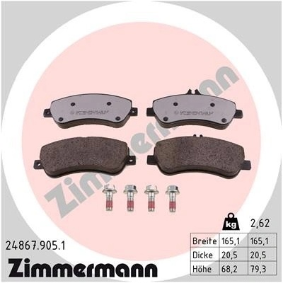 ZIMMERMANN Sada brzdových platničiek kotúčovej brzdy 248679051