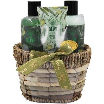 Aurora Olive sprchový gél 180 ml + telové mlieko 180 ml + krém na ruky 60 ml darčeková sada