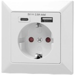 ORNO Контакт ШУКО 2p+e 16a + usb тип a+c 2.8a 14w цвят бял - or-ae-13232(gs) (or-ae-13232(gs))