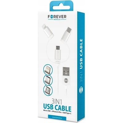 Forever T_01625 3v1, USB/Micro USB + Lightning + USB-C, 1m