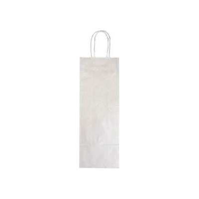 Harmanec-Kuvert Papierová taška na víno 140x80x390,mm strieborná, krútené ušká vo farbe