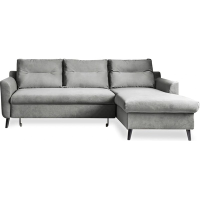Светлосиво кадифено ъглово канапе, десен ъгъл Stylish Stan - Miuform (Stylish Stan 2QL-LCBKR OTT4)