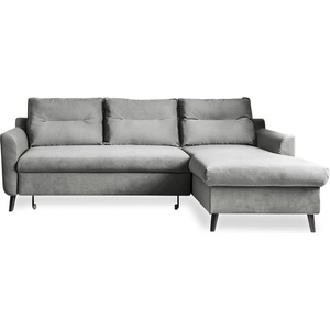Miuform Светлосиво кадифено ъглово канапе, десен ъгъл Stylish Stan - Miuform (Stylish Stan 2QL-LCBKR OTT4)
