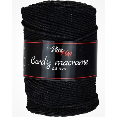 Pletací / háčkovací příze Vlna-Hep CORDY MACRAME 2,5mm 8001 černá, jednobarevná, 250g/160m