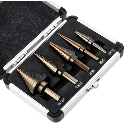 HARAHU Комплект стъпкови свредла в куфарче - Кафяво / 5бр kp30954 (30954)