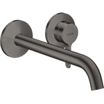 Hansgrohe One - Смесител за мивка за вграждане с изпразнител, 2-отворен монтаж, четкан черен хром 48120340 (48120340)