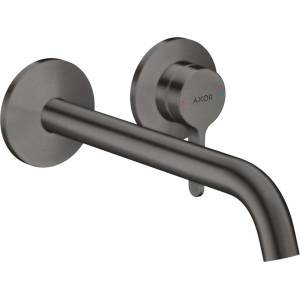 Hansgrohe One - Смесител за мивка за вграждане с изпразнител, 2-отворен монтаж, четкан черен хром 48120340 (48120340)