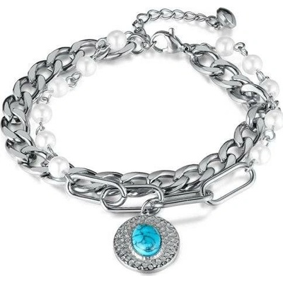 Impress Jewelry dámský Dvojitý náramek z nerezové oceli s perličky stříbrný GS1469
