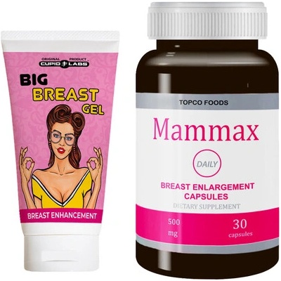 Капсули за уголемяване на бюста Mammax Daily + Гел за уголемяване на бюста Big Breast Gel