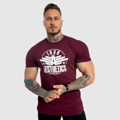 Iron Aesthetics pánske Fitness tričko Force bordové