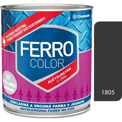 Chemolak Ferro Color U2066 1805 antracit 0,75 l pololesk