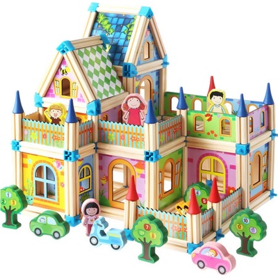 Eco Toys drevené konštrukčné kocky dom 6v1