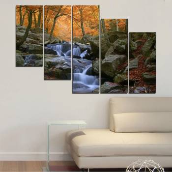 Vivid Home Картини пана Vivid Home от 5 части, Водопад, Канава, 160x100 см, 7-ма Форма №0018