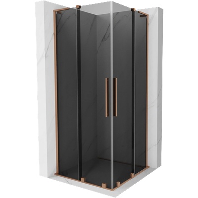 Mexen Velar L Duo плъзгаща се душ кабина 90 x 90 см, графит, четкана мед - 871-090-090-02-43-65 (871-090-090-02-43-65)