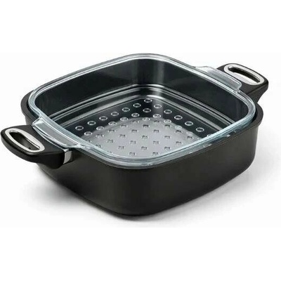 SKK Maestro Indukční hranatý titanový kastrol 28×28/8 cm s parní vložkou (bez poklice