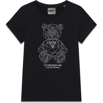GUESS Черна тениска за момиче с кристално мече Guess